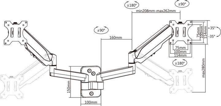 Productafbeelding Multibrackets Monitorhalter DualWall (Muur, 32", 8 kg)