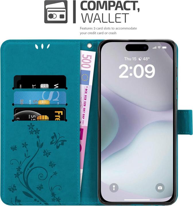 Produktbild Cadorabo Hülle für iPhone 16 mit Blumen Muster (Apple iPhone 16)