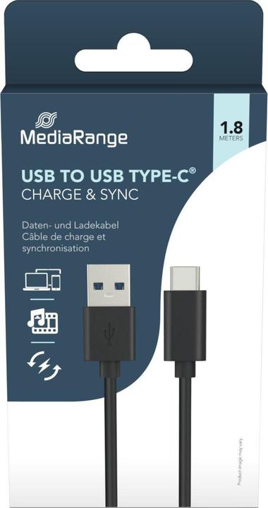 Actual product image MediaRange Charge & Data C. USB 3.0 to USB Type-C (1.80 m, USB 3.2 Gen 1, 15 W)