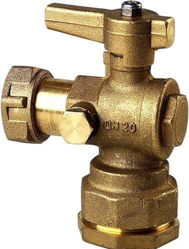 Actual product image Aalberts Vinkel valve w/aftap 32-1" (Angled connection)