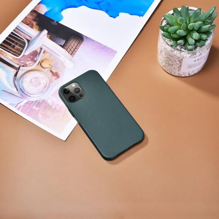 Immagine prodotto iCarer iPhone 12/12 Pro - Echtleder Back Cover Etui, grün (RIX1206) (Apple iPhone 12, Apple iPhone 12 Pro)