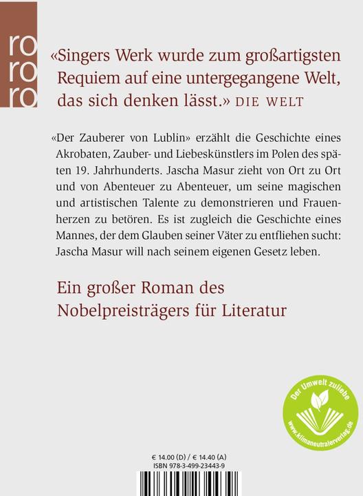 Produktbild Der Zauberer von Lublin (Deutsch, Isaac Bashevis Singer, 2003)