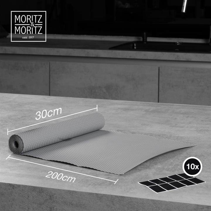 Immagine prodotto Moritz & Moritz tappetino grigio per cassetti largo 30 cm - tappetino antiscivolo per cassetti 30x200 cm