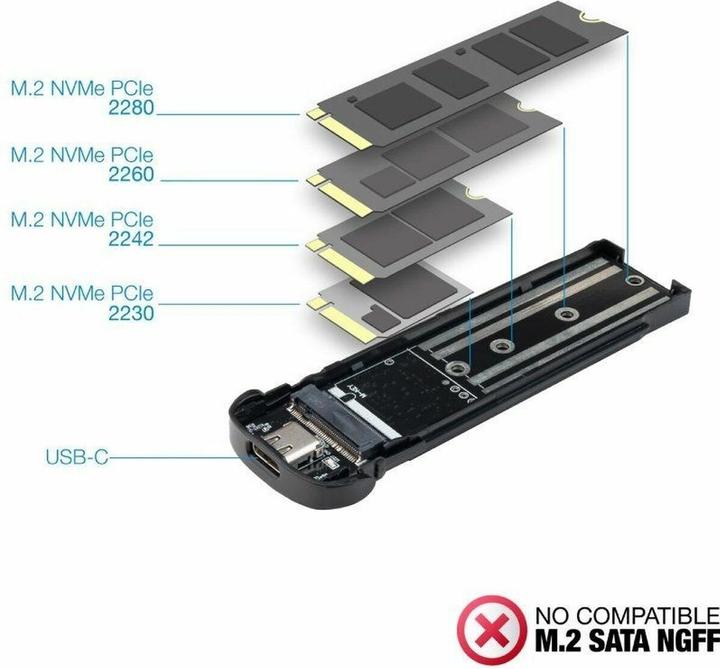 Actual product image Tooq Technology CAJA EXTERNA M.2 NVMe USB3.1 GEN2 ALUMINIO AZUL (M.2)