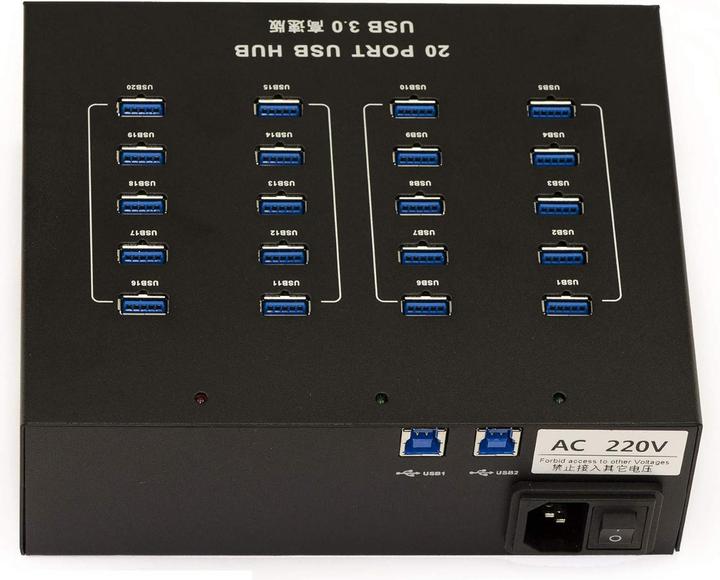 Image du produit Kalea-informatique Station d'alimentation et concentrateur USB industriel, 20 ports USB 3.0, montable ou en rack (USB-B, 20 ports)