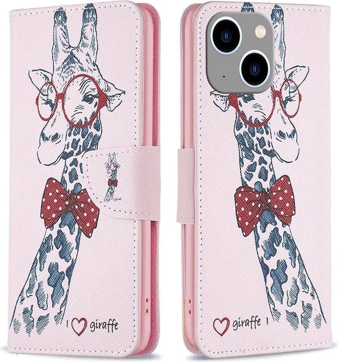 Actual product image Ueli Express iPhone 14 Plus book case Case with card holder Giraffe (Apple iPhone 14 Plus)