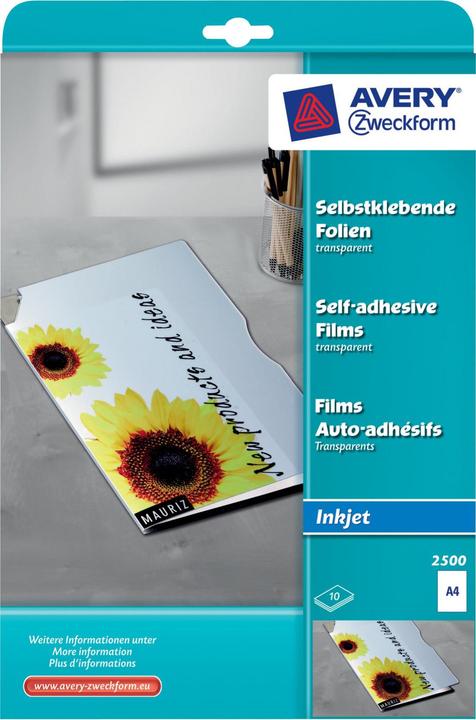 Actual product image Avery Ink jet foils (220 g/m², 10 x, A4)