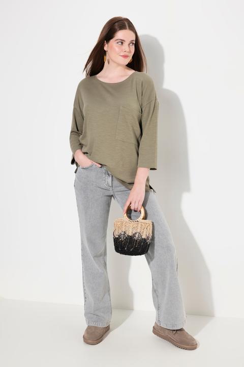 Immagine prodotto Ulla Popken Maglia dal taglio oversize in cotone biologico con scollo a girocollo e maniche a 3/4 (42, 44)