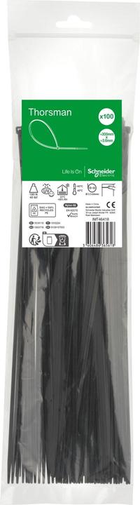 Produktbild APC KABELBINDER 300X3,6 VE 100 FARBE SCHWARZ (Kunststoffkabelbinder, 300 mm, 100 Stk.)