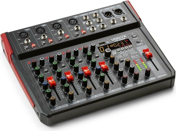 Immagine prodotto Vonyx VM-KG08 - Interfaccia audio a 8 canali con Bluetooth, DSP, lettore mp3 e USB (Mixer da studio e live)
