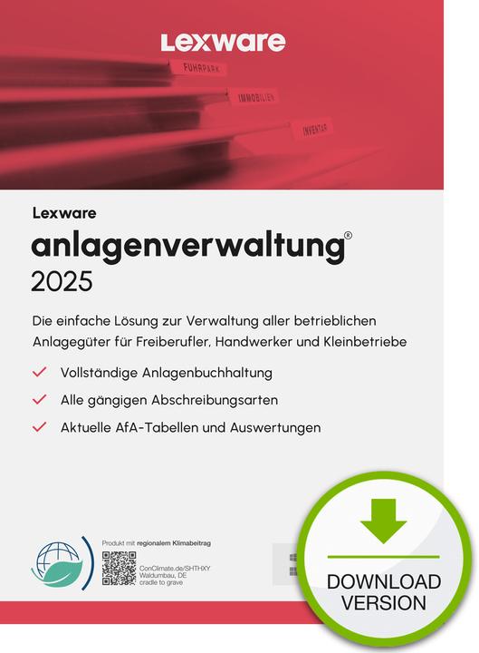 Label énergétique Lexware ESD / anlagenverwaltung 2025 / Online Download (1 Utilisateur, 12 mois)