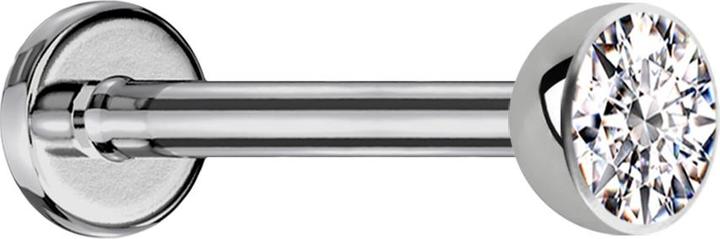 Actual product image Star Piercing Steriles Micro Threadless Labret silber mit Halbkugel Kristall silber (without brass, Titanium)