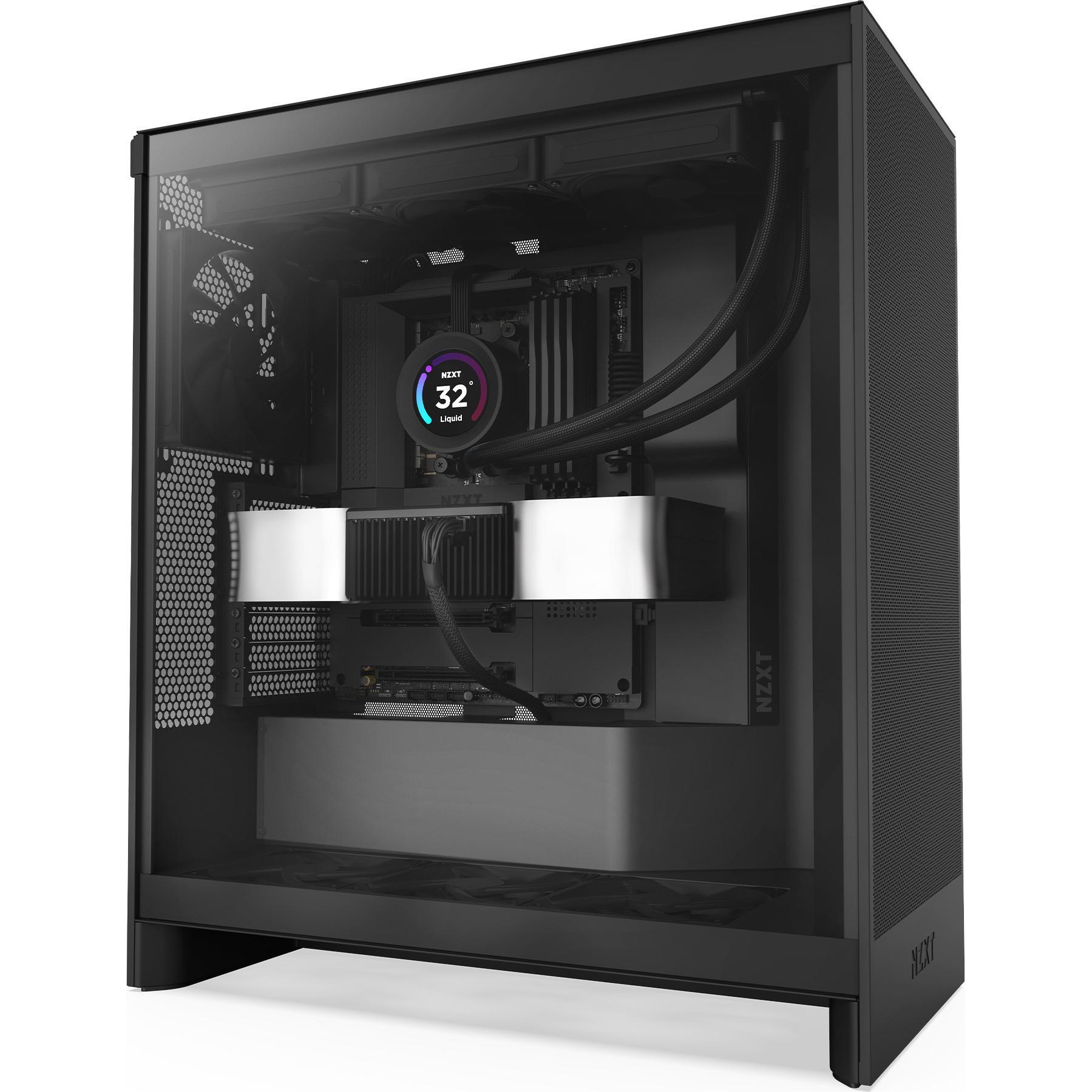 NZXT H7 Flow (2024) Mid-Tower Case Black (ATX, Mini-ITX, mATX, E-ATX), PC Gehäuse, Schwarz