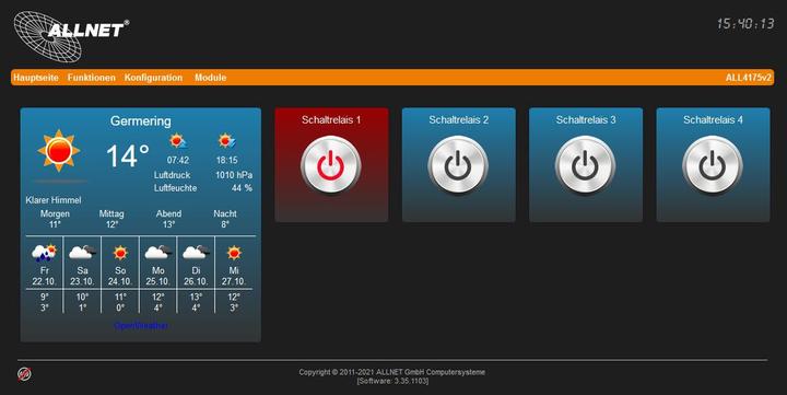 Produktbild Allnet MSR IO Zentrale ALL4175v2 / Netzwerk Schaltgerät 4fach Relais 230VAC/10A (Schaltaktor)
