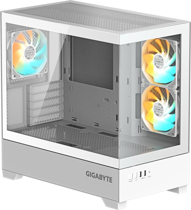 Actual product image Gigabyte case GB-C201PI - Mid tower - 2xUSB 3.0 - 3x 120mm ARGB Fan - white (mATX, Mini-ITX)