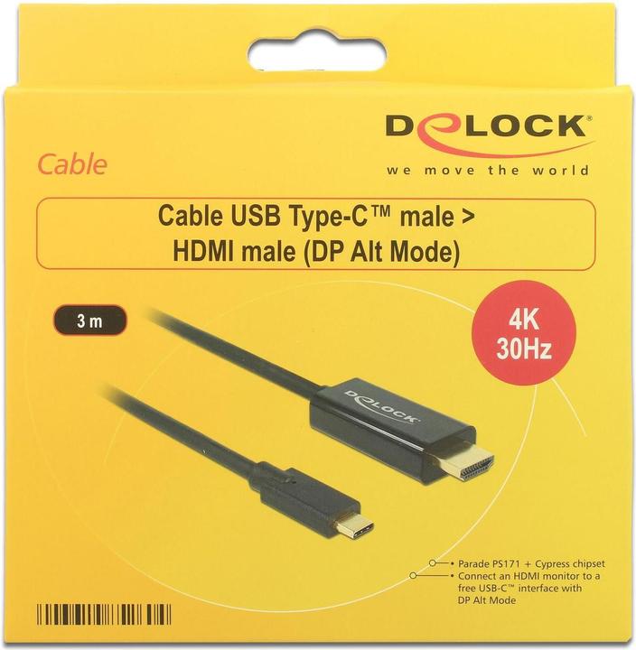 Produktbild Delock USB Typ C — HDMI (Typ A) (3 m, HDMI, USB Typ C, 1.4)