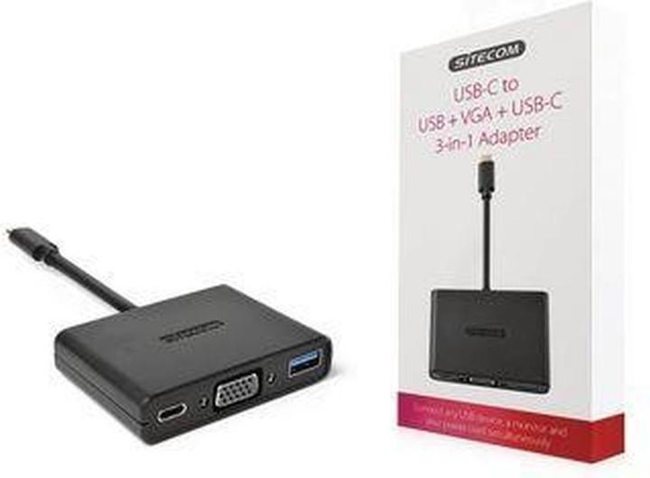 Produktbild Sitecom CN-364 USB-C to USB + VGA + USB-C 3-in-1 Adapter (USB Typ-C, USB, 6 cm)