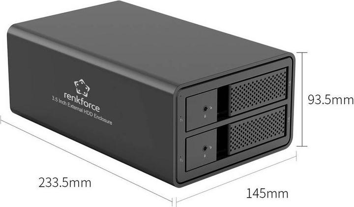 Produktbild Renkforce RF-6647596 8.9 cm (3.5 Zoll) Festplattengehäuse 2 Bay 3.5 Zoll USB-A ( (3.5")