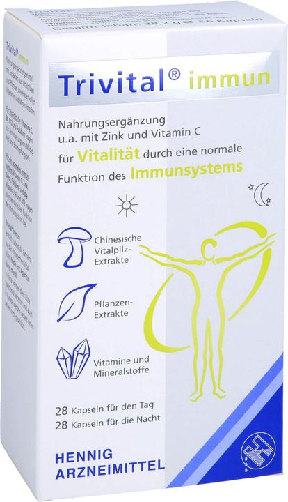 Nutritional values and ingredients Hennig Arzneimittel Trivital immune, 56 pcs KAP (56 Piece, Capsules, 28.20 g)