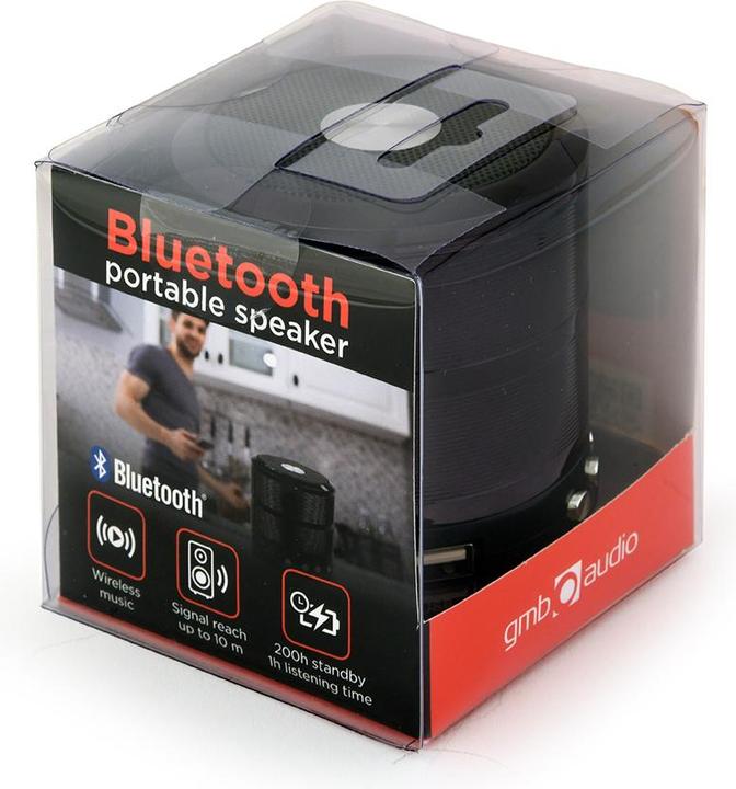 Actual product image Gembird SPK-BT-08-BK Portable Speaker Mono Portable Speaker Black 3W (3 h)