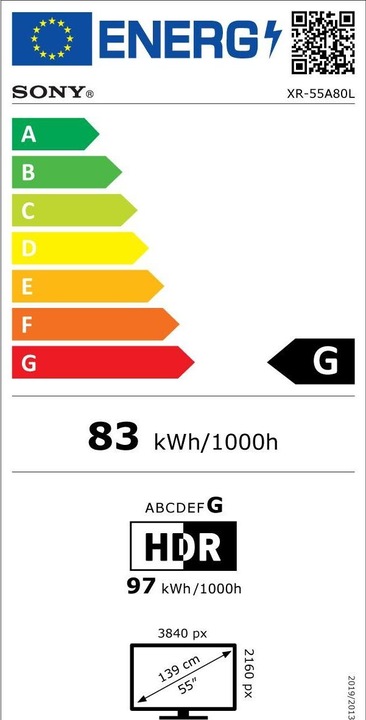 Energie-Label Sony XR-55A80L (55", A80L, OLED, 4K, 2023)
