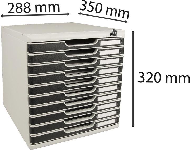 Image du produit Exacompta Boîte à tiroirs MODULO, format A4+, 10 tiroirs verrouillables, fermés, poignée encastrée & (A4+)