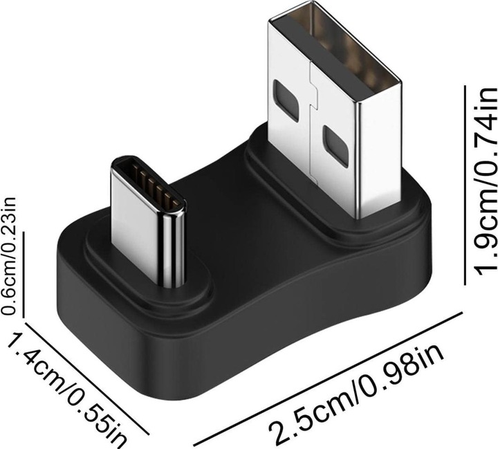 Produktbild PowerGuard USB-A zu USB-C 180 Grad Winkel U-Form nach unten Adapter (male/male) (USB 3.1)