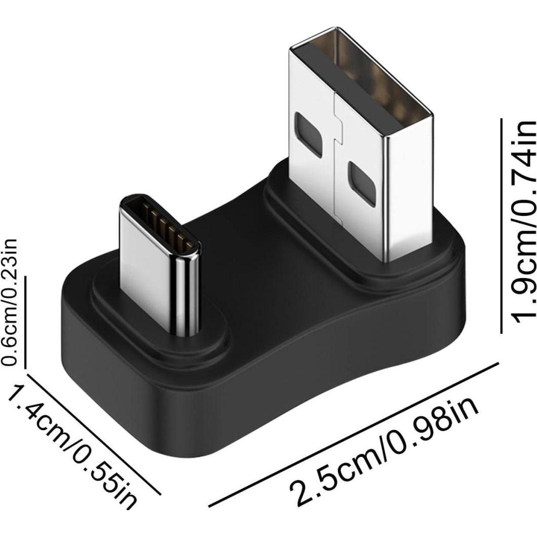 Thumbnail - PowerGuard USB-A zu USB-C 180 Grad Winkel U-Form nach unten Adapter (male/male) (USB 3.1), USB Kabel