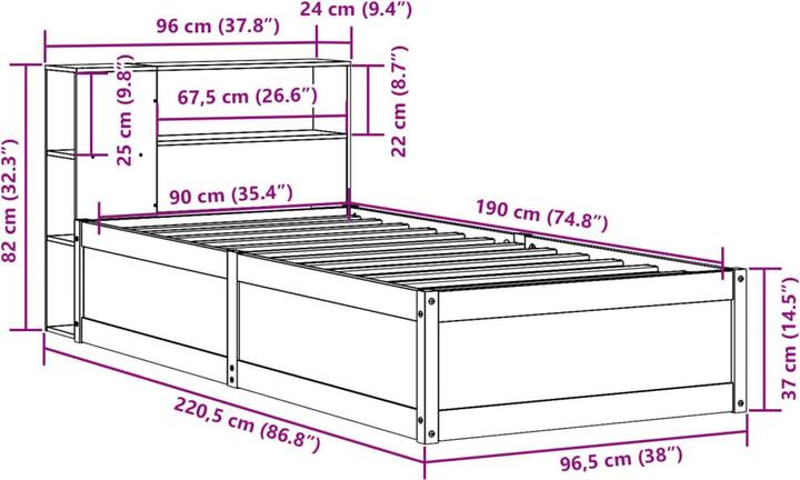 Image du produit vidaXL Bettgestell (90 x 190 cm)