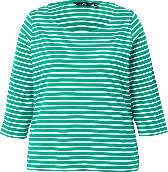 Image du produit Ulla Popken T-shirt rayé. Manches 3/4 et col rond. Coupe Classic (60)