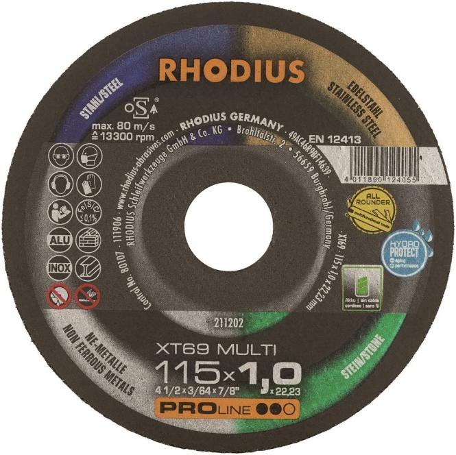 Produktbild Rhodius Trennscheiben XT69 MULTI 211202 115x1,0x22,23 Extradünn Multi-Anwendun
