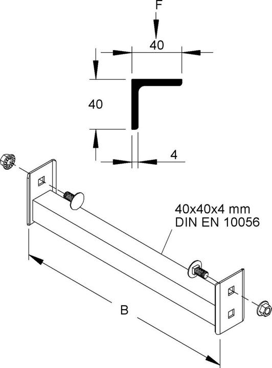 Immagine prodotto Niedax NIE SPW 40/1200 piolo per montante 40x40x4mm W=1234mm 0,75kN