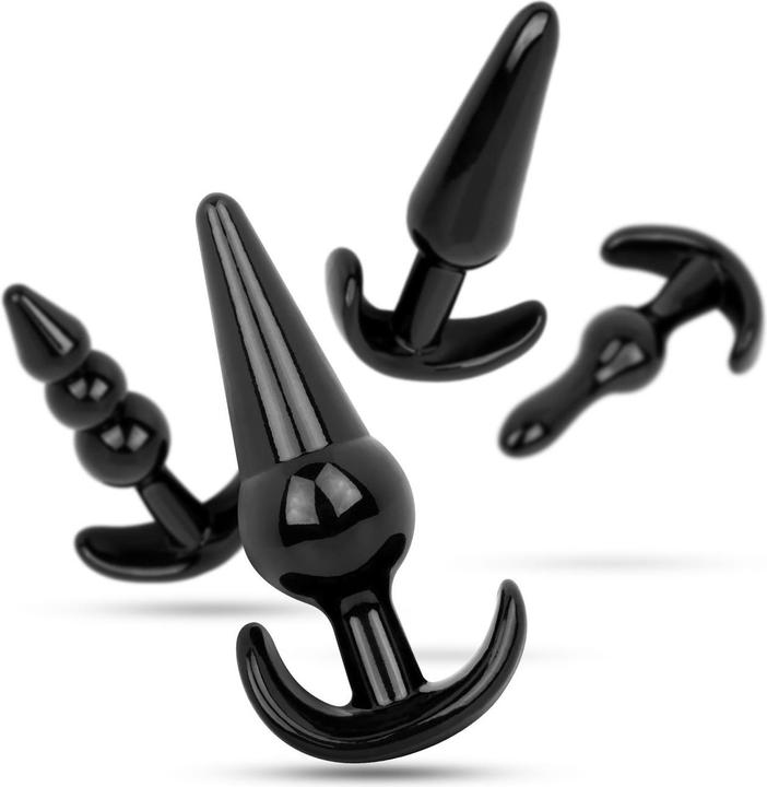 Actual product image Easytoys Butt Plug Set 4 Pieces - Black