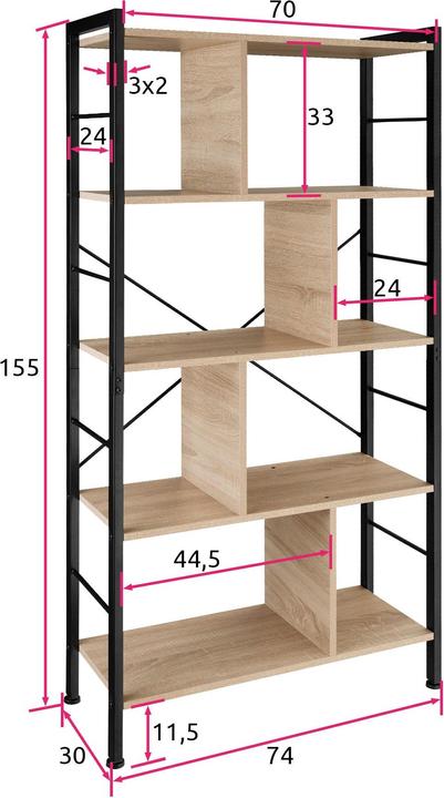 Actual product image tectake Shelf Charleston 75.5x30x155cm (75.50 x 75.50 x 155 cm)
