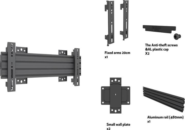 Actual product image Multibrackets Wall mount Ultrastretch, VESA 100x100-400x200 (Wall, 37", 50 kg)