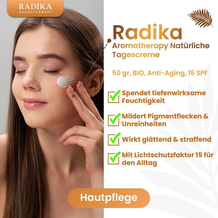 Produktbild Radika Tagescreme, 100% Rein, BIO, natürlich, 50 gr (50 ml, Tagescreme, SPF 15)