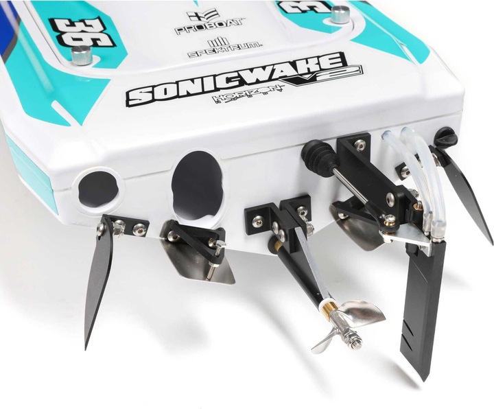 Actual product image ProBoat Sonicwake V2 36" Self-Righting Race Boat Brushless Deep-V RTR White/Blue