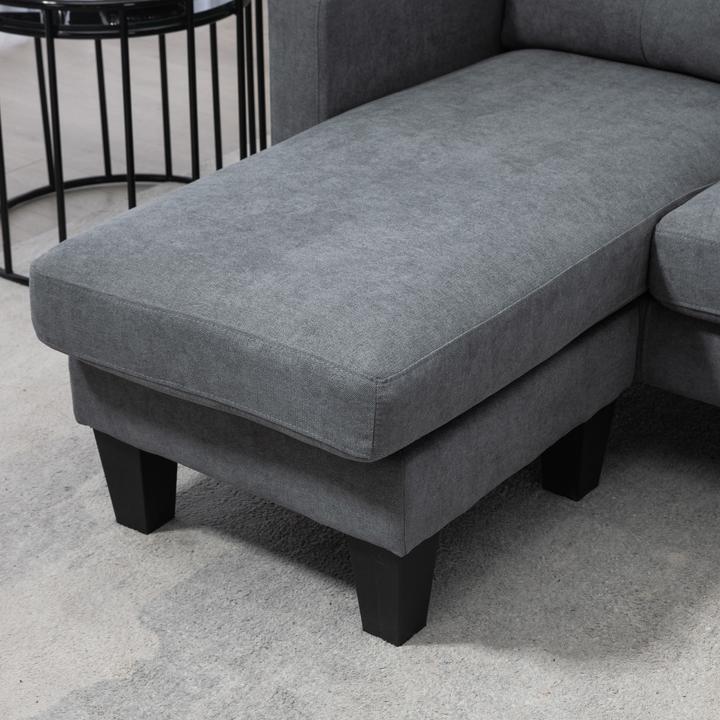 Actual product image Homcom Ecksofa Polyester, Schaumstoff Dunkelgrau (Corner sofa)