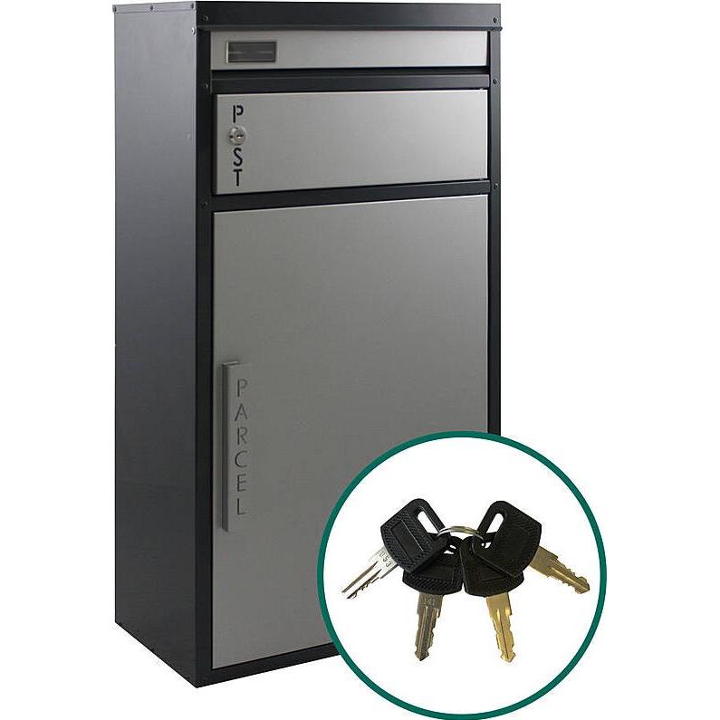 Thumbnail - SafePost, Briefkasten, 65 TIAMAT Paketbox silber/anth. + 4 Schl.