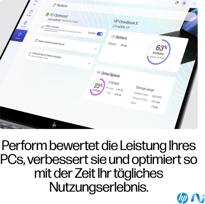 Produktbild HP OmniBook X AI 14-fe0165ng (14", 1000 GB, 16 GB, DE, Snapdragon X Elite X1E-78-100)