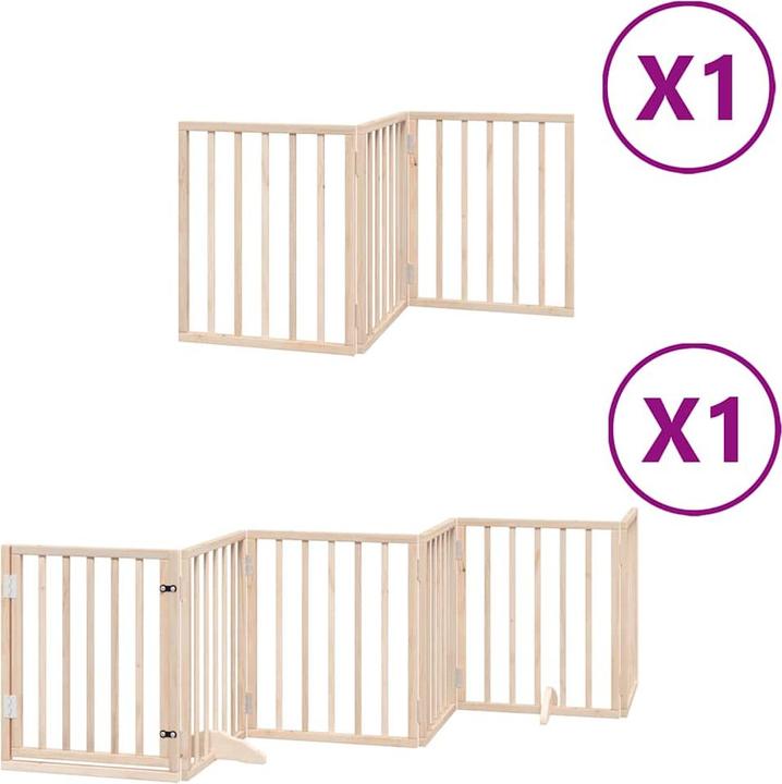 Produktbild vidaXL Hundetor mit Tür Absperrgitter Hunde Schutzgitter Faltbar 9-tlg. Holz (50 cm)