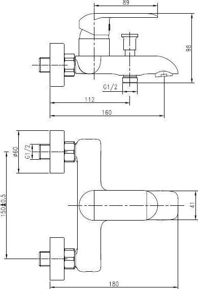 Actual product image Thema_lux BATH MIXER TOPIC LUXDF12303. BLACK