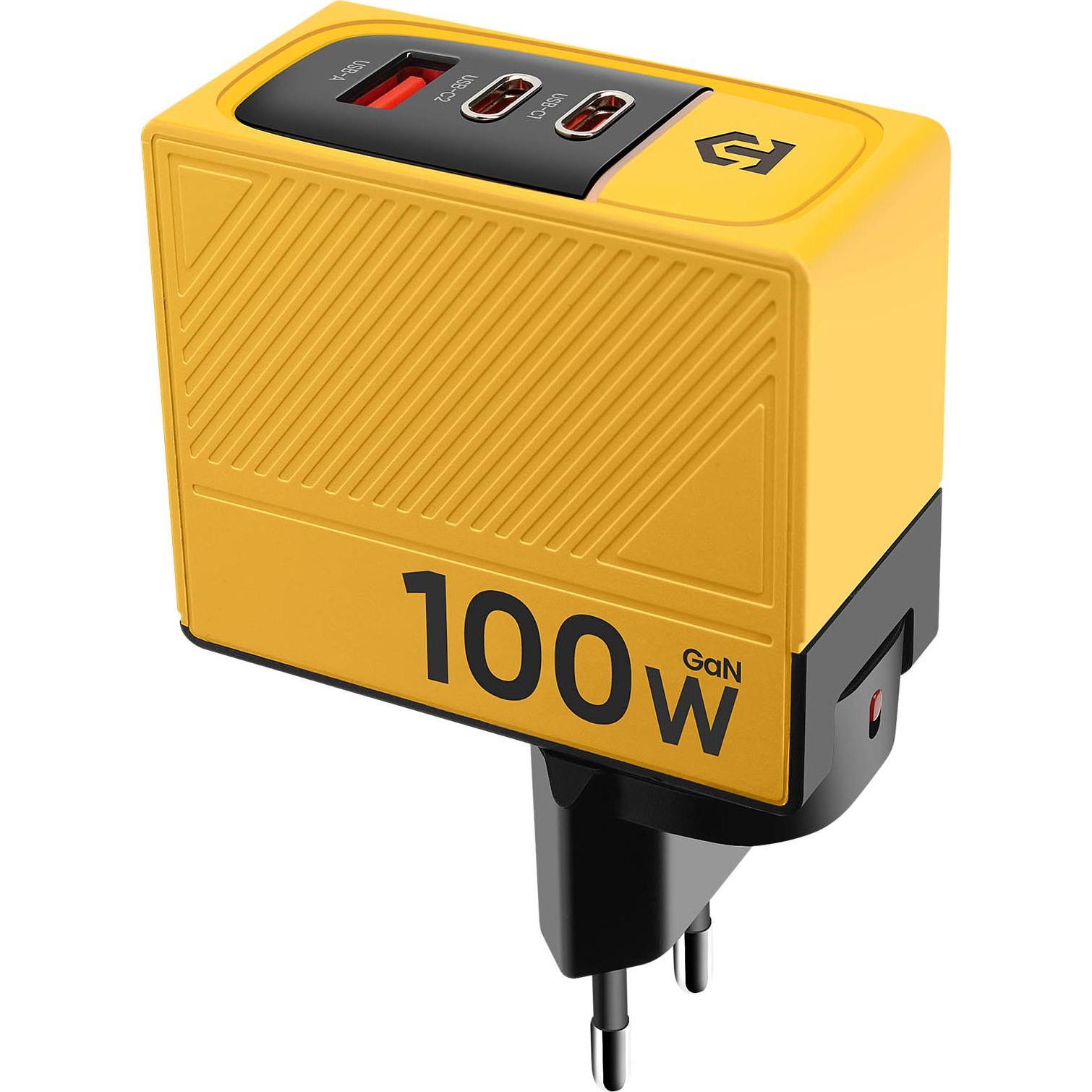 Tactical Nett Warrior GaN Netzteil Ladegerät 100W - Gelb (100 W), USB Ladegerät, Gelb