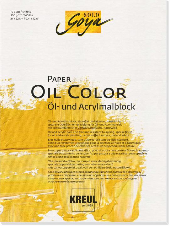 Kreul Bloc d'artiste SOLO Goya Paper Oil Color, 240 x 320 mm (24 x 32 cm, Blanc)