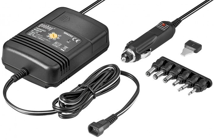 Immagine prodotto Goobay Alimentatore universale per notebook da 12 V - 24 V per auto/camion (24 W)