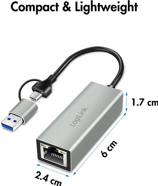Image du produit LogiLink UA0238B (USB-C 3.2 Gen 1, RJ45 (1x))