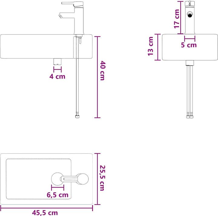 Produktbild vidaXL Waschbecken fürs Badezimmer (255 mm, 455 mm)