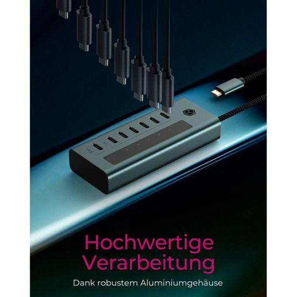 Produktbild Icy Box USB-C Hub mit 20W Ladeanschluss und integriertem Display, IB-HUB1457-C31 (USB-C, 7 Ports)