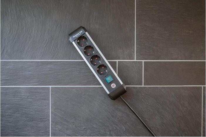 Actual product image Brennenstuhl 1391030400 Multiple socket outlet with switch silver-black protective contact 1 pc ( 139103040 (4x, CEE 7/3, 1.80 m)