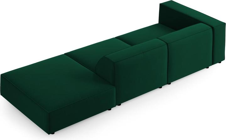 Actual product image Cosmopolitan Design Velvet Right Sofa, "Arendal", 4 Seats, Bottle Green, 262x102x70 Made in Europe